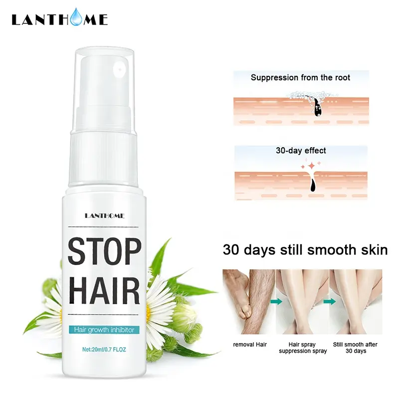 LANTHOME Herbal Pubic Hair Repair Smooth Body Skin Permanent Stop Hair Growth Inhibitor Hair Removal Treatment Spray