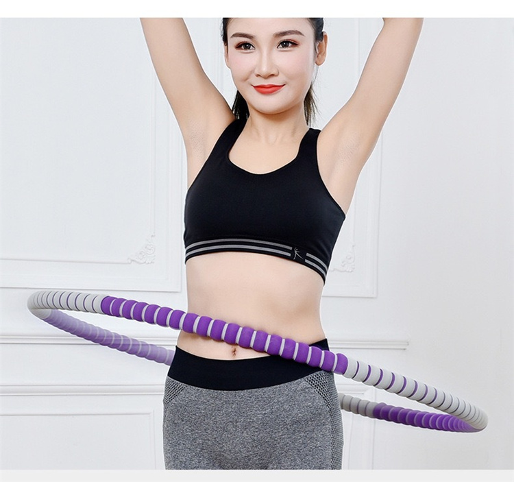 New Mobile Fitness 8 Section Low MOQ Stainless Steel Hula Hooping Foam Fitness Exercise Hula Hoops for Adults
