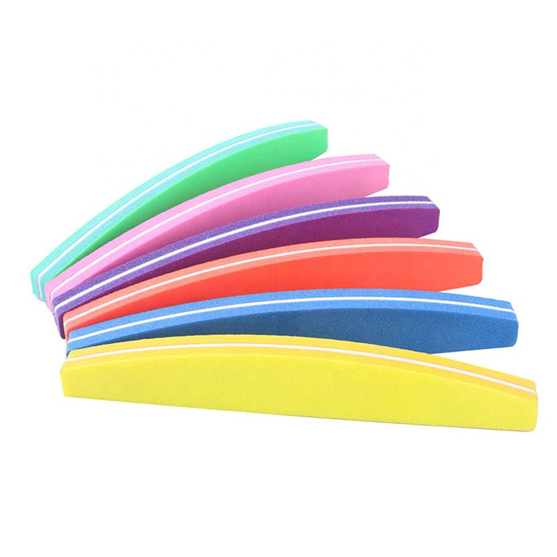 Custom nail buffer 100/180 professional manicure pink half moon nail buffer