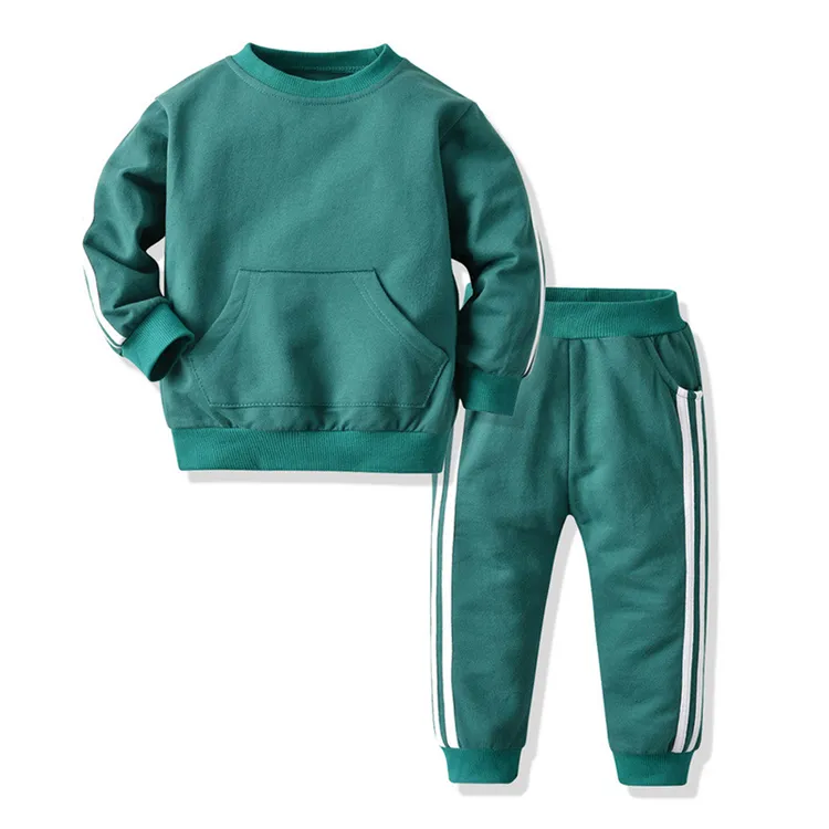 H1214-wholesale детская одежда однотонные спортивные штаны комплект детской одежды из 2 предметов, детская одежда для мальчиков