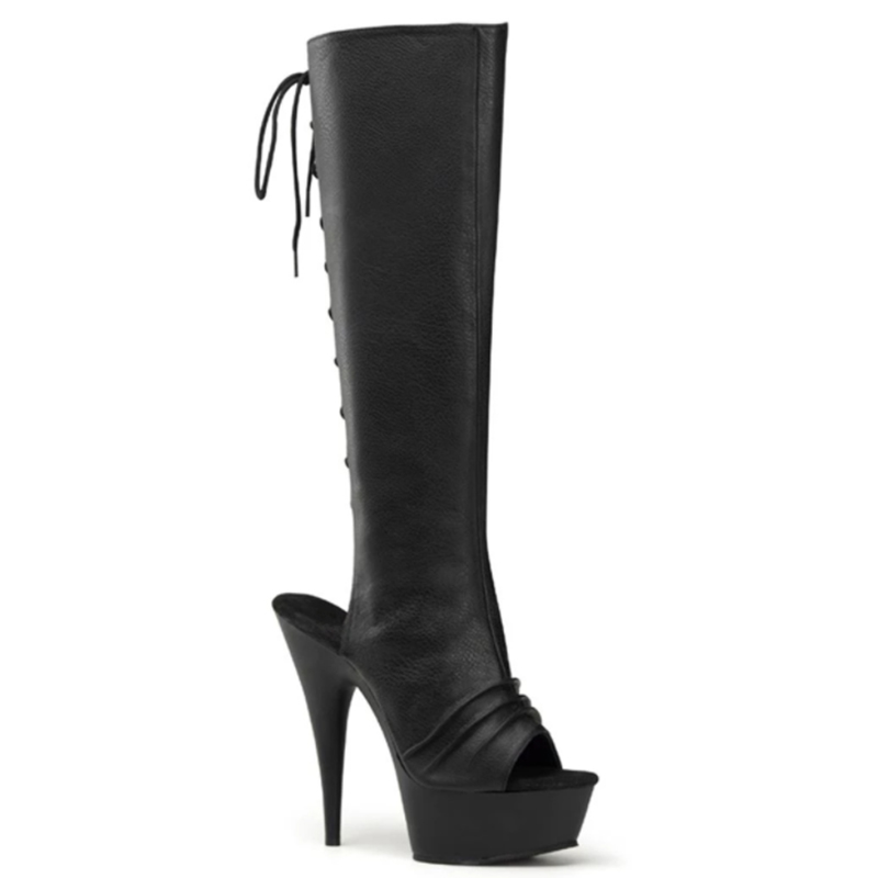 Ailangke Wholesale Sexy Black Wrap Leg 6 Inches Stripper Boots Slim High Heels For Girls