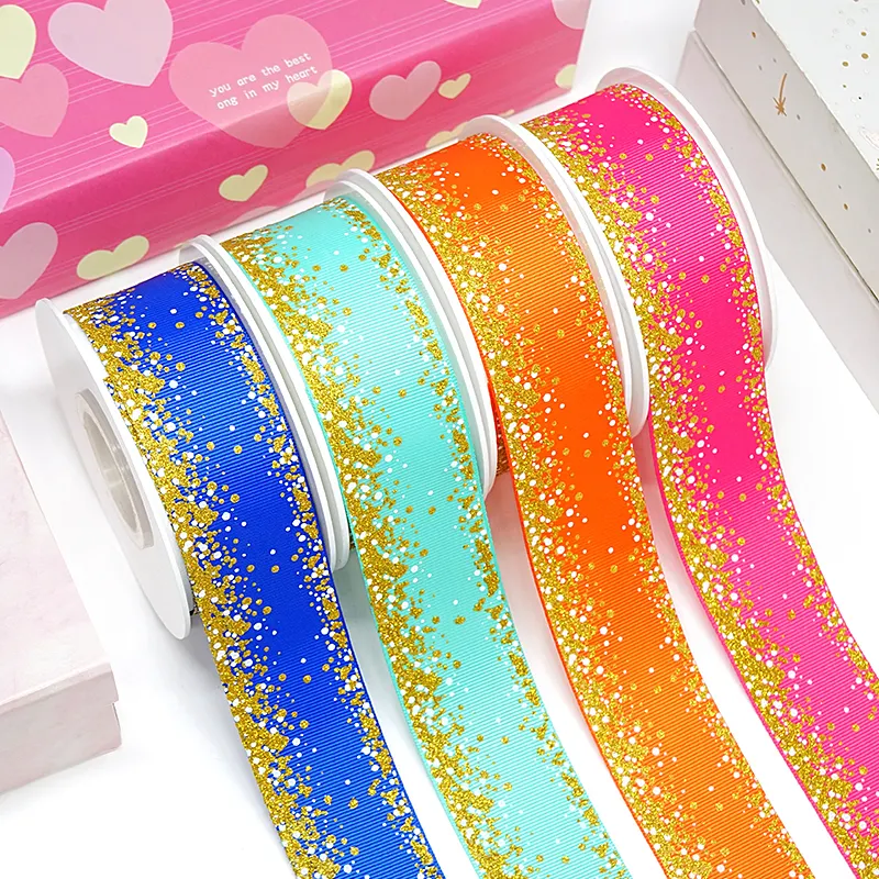 Cheap Made In China For gift wrapping 38mm glitter ribbon grosgrain ribbon