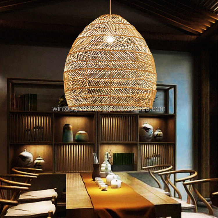 Bamboo Rattan Decorative Pendant Lamp, Simple Modern Lamp для New Year, Home Decor, Vietnam Handicrafts