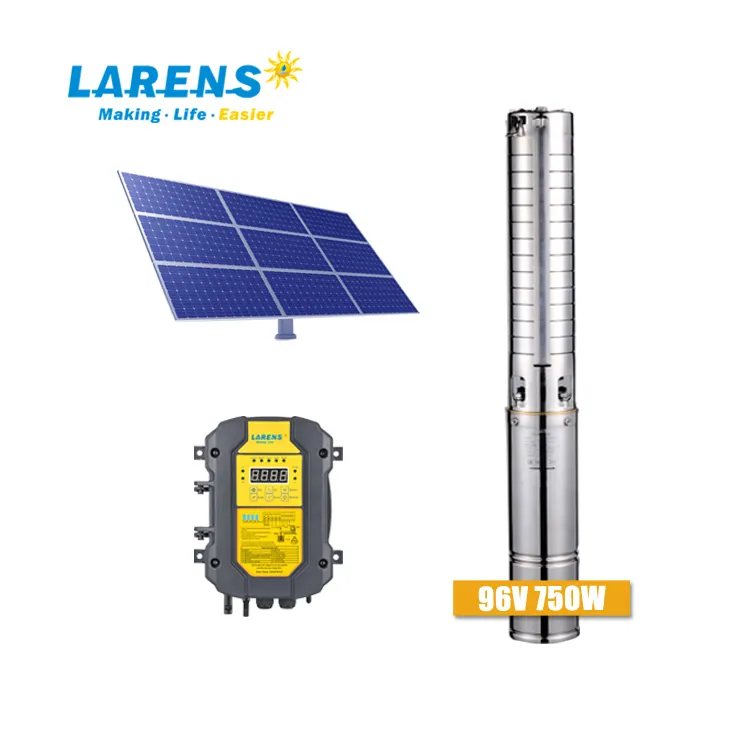 LARENS DC 750W 4 Inch SS Solar Water Pump Kit 100m Deep Well Solar Water Pumping Machine