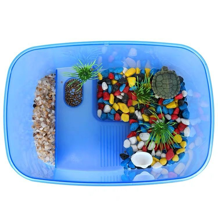 Easy to Clean Blue excluding Accessories Turtle Tank Aquarium Turtle Habitat Turtle basking Platform
