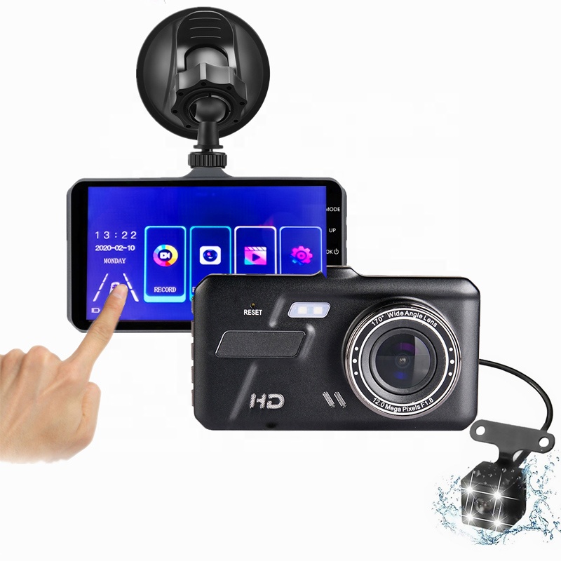 4 дюймовый сенсорный экран ИК ночного видения 1080P Dash Cam черный ящик автомобиля