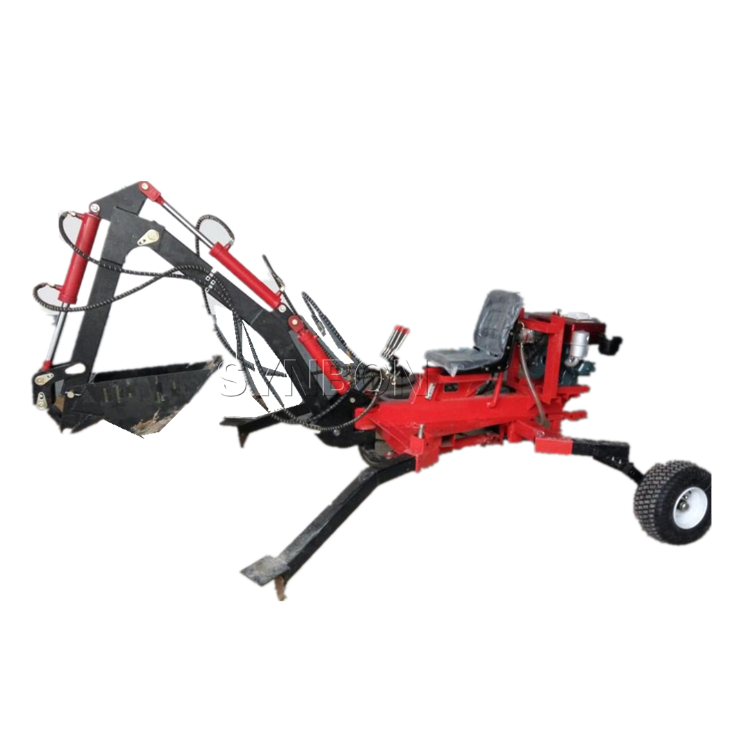 New Mini 9HP Gaslione Engine Towable Backhoe Wheel Loader Smail Backhoe Trailed Excavator Portable Digger Excavator