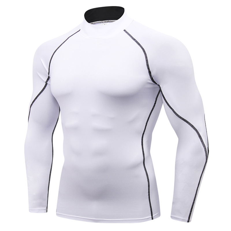 Wholesale Manufacturer Sports Solid Color Top Men'S Sports Tights Long Sleeves High Elasticity Plus Size Skinny Long Sleeves