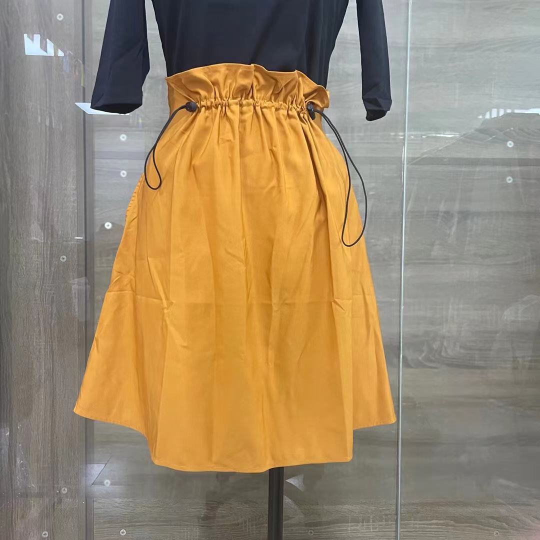 Women Clothing Expansion Skirt Solid Color Sashes Design Drape High Waist Skirt
