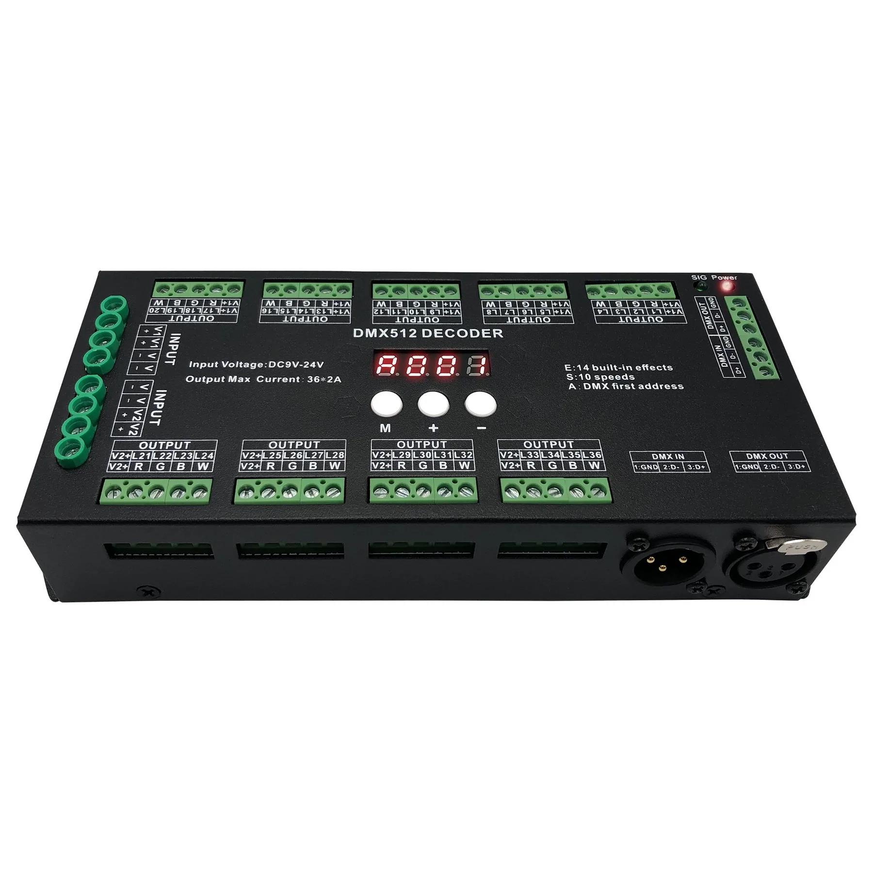 36CH канал Dmx512 диммер контроллер Dmx декодер 12 группа RGB/RGBW DC5V-24V