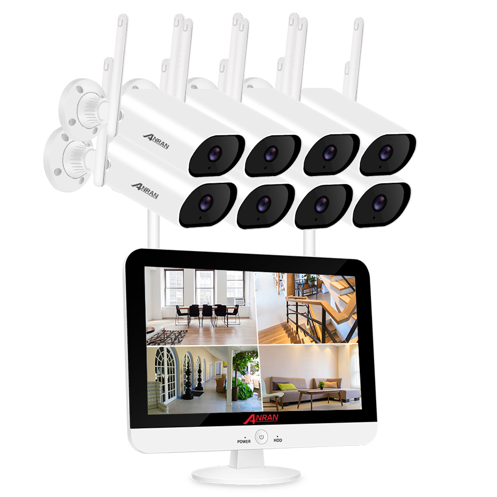 Anran Горячая продажа 8ch 1536p Беспроводная nvr cctv система 3MP наружная камера безопасности система с 12-дюймовым ЖК-экраном