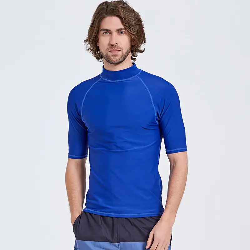 In Stock Quality Short Sleeves Royal Blue Rash Guards Swim Shirts Surfing Wetsuits Vest