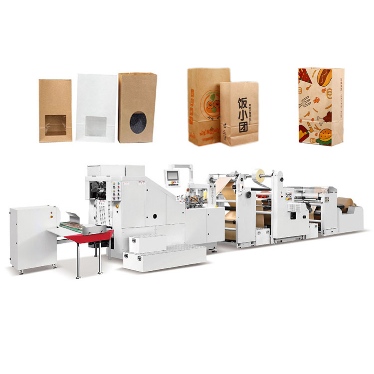 Hot sale twisted handles large food side pasting square bottom paper bag machine