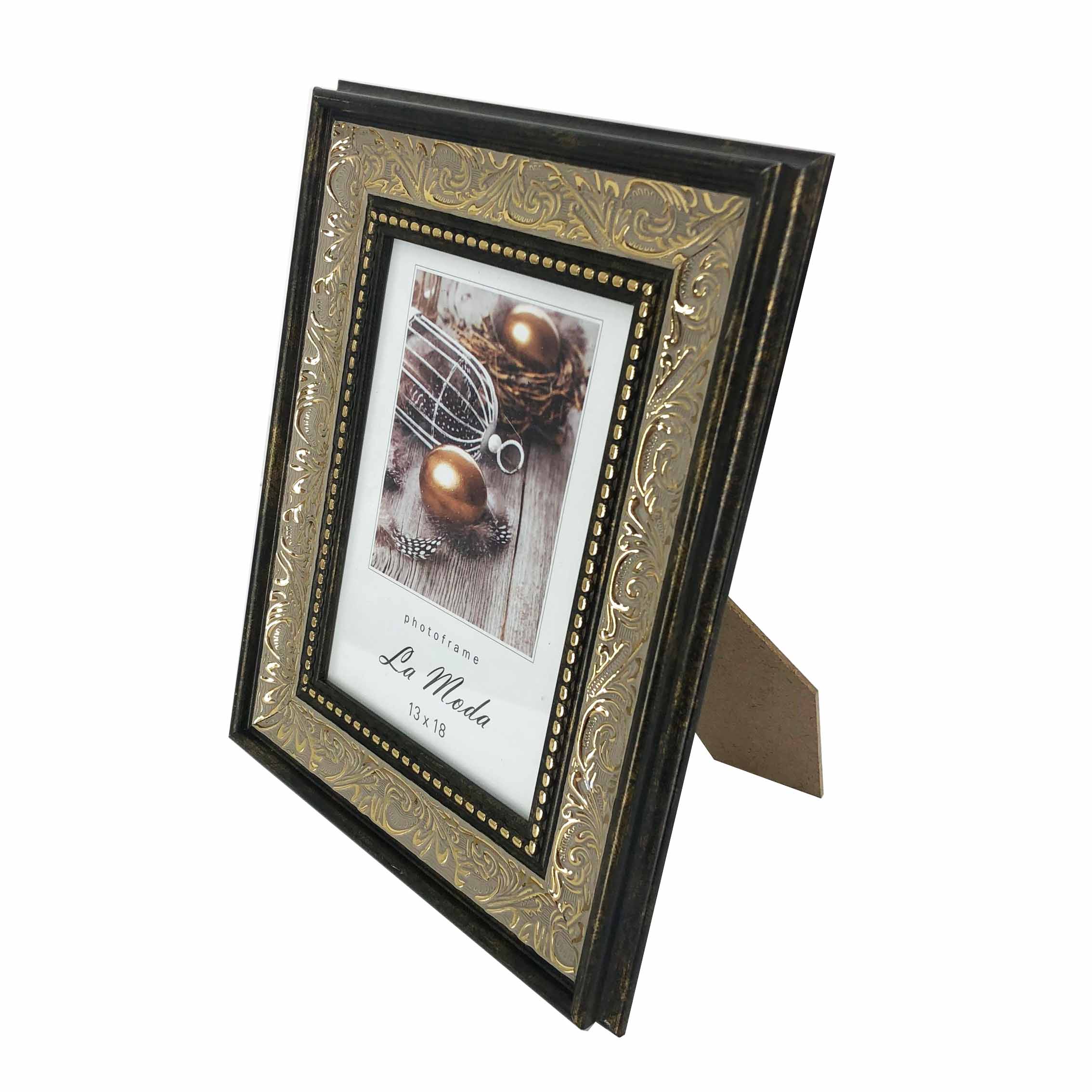 Black Plastic Deep Scoop Picture Frame, 8 x 10 Inches Wiht Delicate Pattern Width Optional Full Size Custom Photo Frame