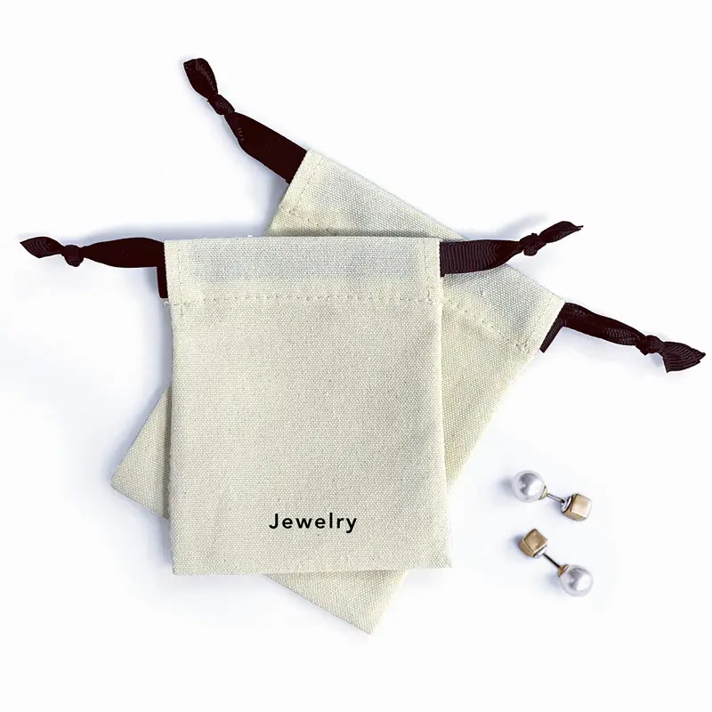 Custom logo canvas scraping board packaging bag canvas drawstring pouch dust bag jewelry bag