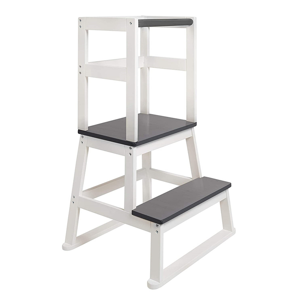 Bamboo Learning Tower with Safety Rail, Kids Kitchen Step Stool, Kitchen Helper