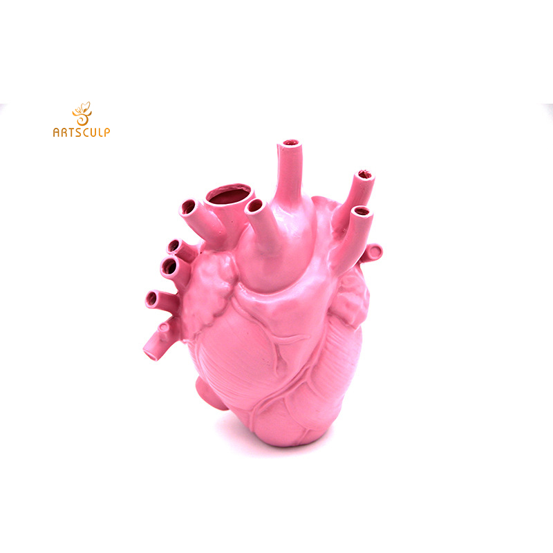 Nordic style home decoration anatomical body art heart shape resin vase