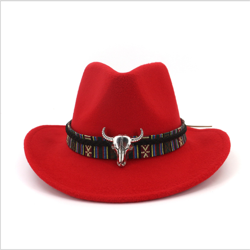 Hat Hollow Western Cowboy Hat HF1004003 with Tauren Belt Winter Autumn Jazz Outback Jazz Sombrero hat Size 56-58CM