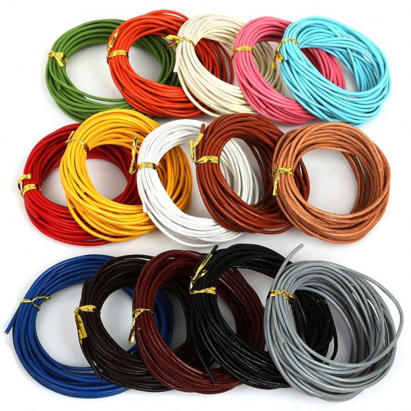Jewelry Cord 2mm Genuine Leather Rope String Cord 5m/Lot Mix Color Beading Cord for Bracelet & Necklace Jewelry Craft Making