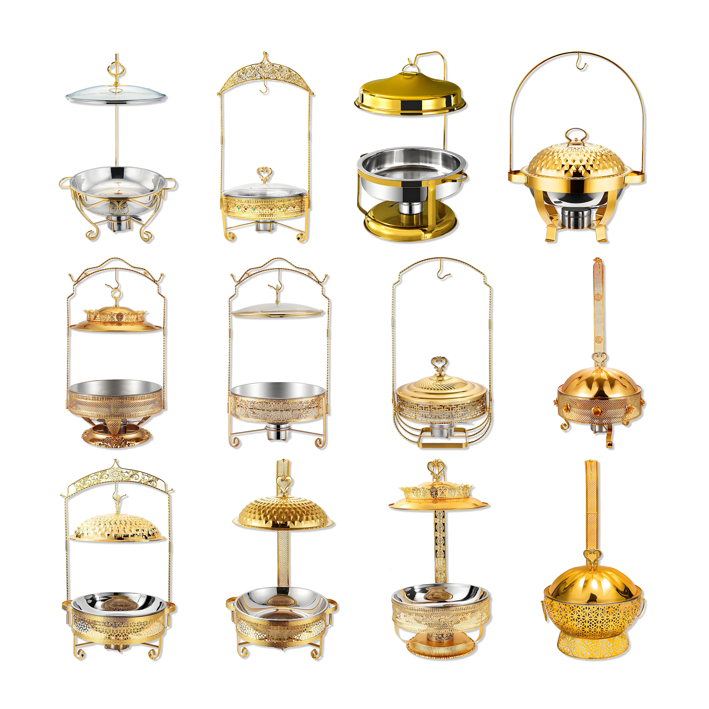 YITIAN Restaurant Sets Hotel Luxury Gold Food Buffet Display Buffet Food Warmer Kitchenware Stainless Steel Hanging Chafing Dish