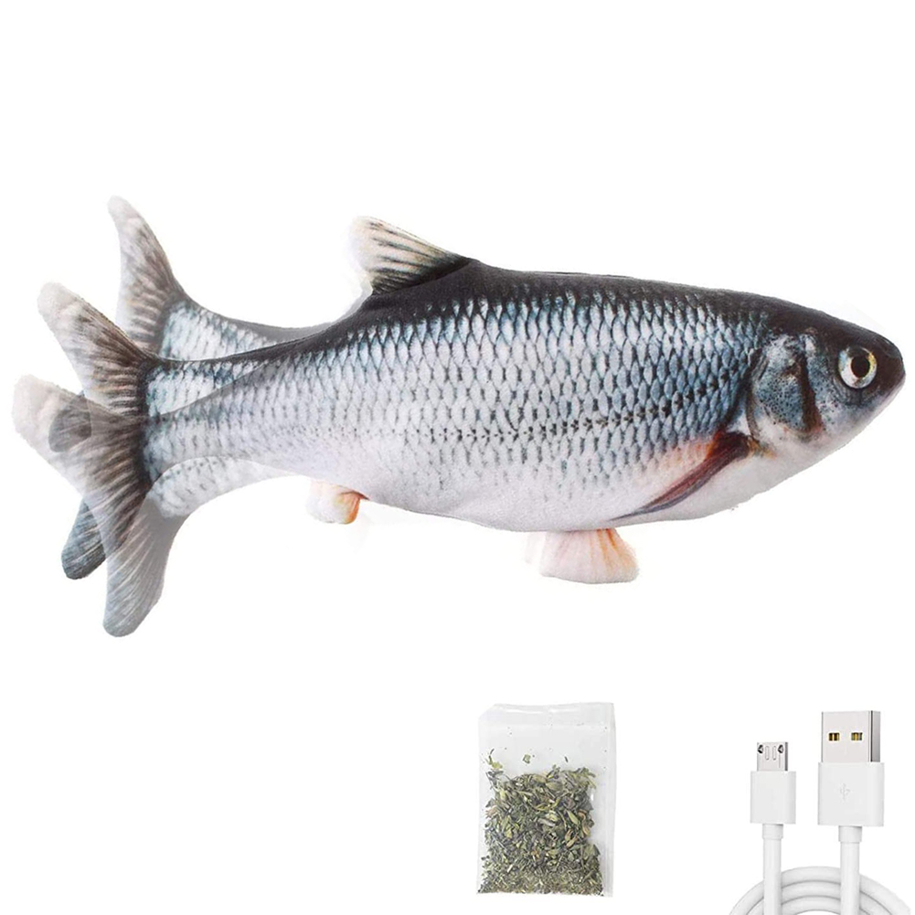 Realistic Moving Cat Kicker Electric Flopping Fish Toy with Catnip, Fun Plush Interactive Cat Toys pescado juguete de gato