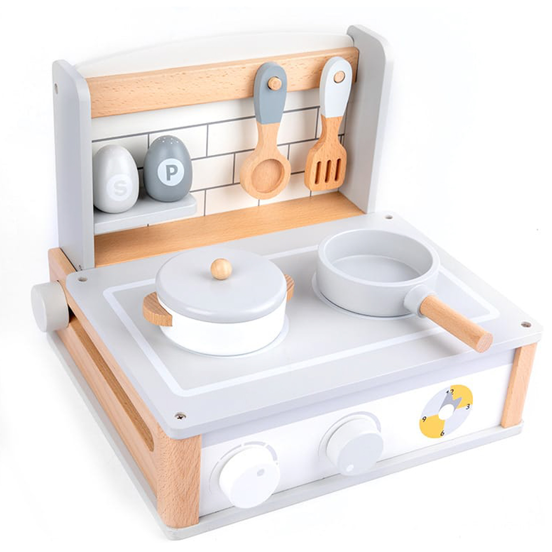 Wooden Portable Mini Barbecue Kitchen Play House Simulation Children Cooking Cooking Oven Set Toy Wood Unisex ER-TG1487