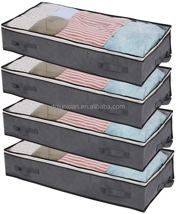 4 шт. в упаковке большой Underbed сумки для хранения Организатор Контейнер с 4 ручки Одеяло Одежда Организатор