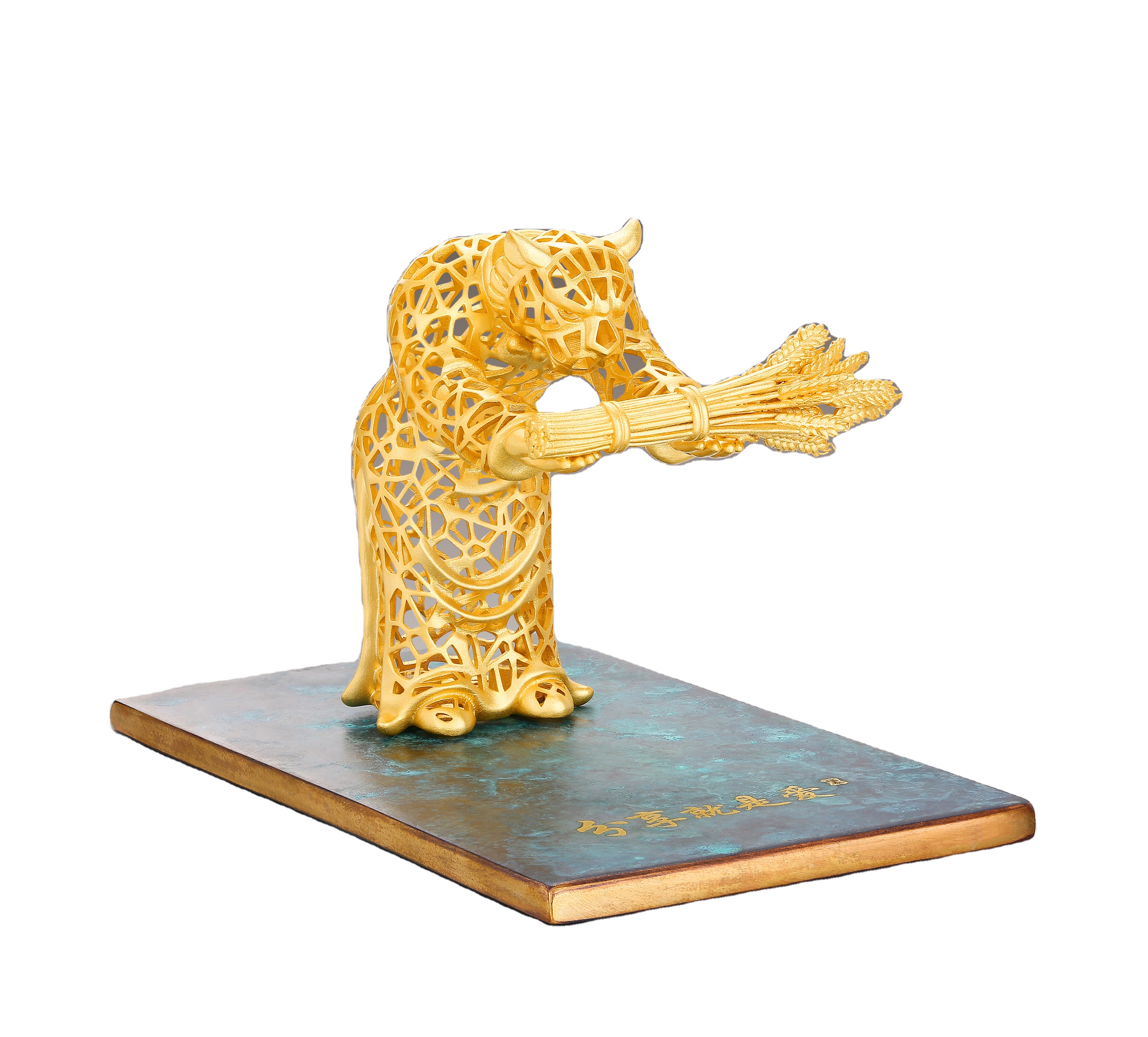 2022 Tiger Exhibition New Year Gift Souvenir Silver Gold plate Exhibition Unique Tiger Artware