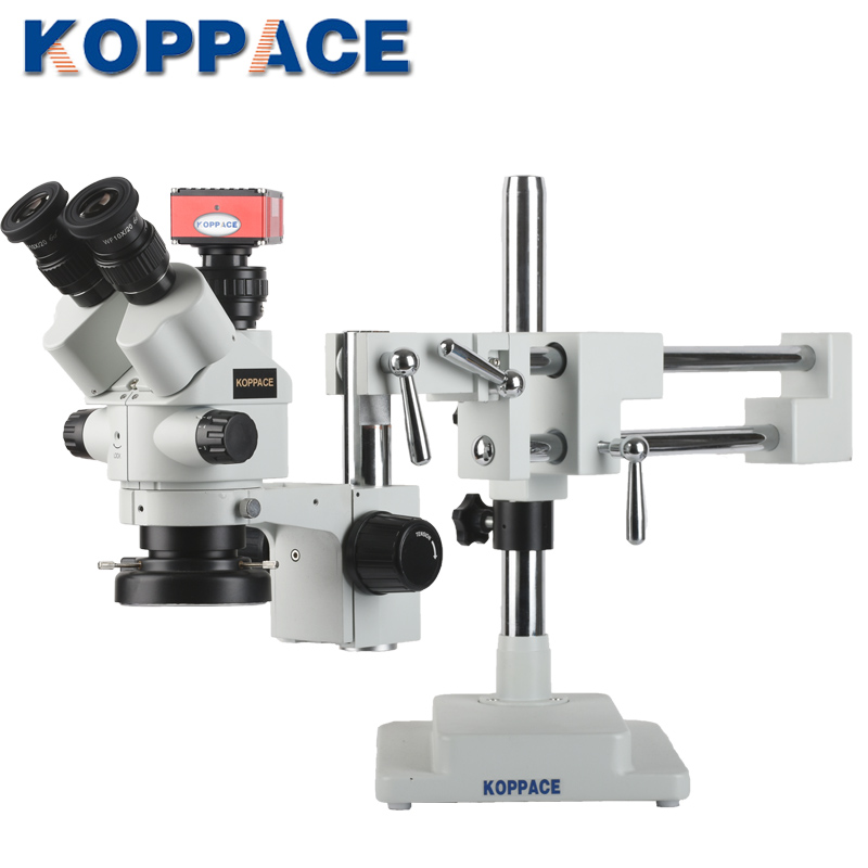 Микроскоп KOPPACE 3,5x-180X, стерео-микроскоп для измерения, 2K, HD, фото и видео, микроскоп с двойным кронштейном, электронный микроскоп