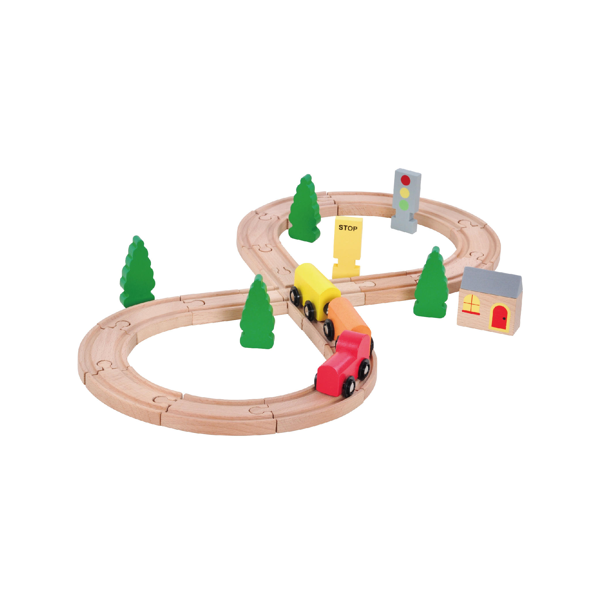 28pcs kid toddler table wood racing track railway set jungle wooden toy train tracks