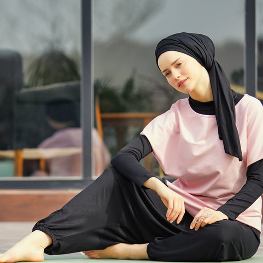 MOTIVE FORCE 2pcs customizable pink knit track suit turkey islamic muslim women sportswear suit