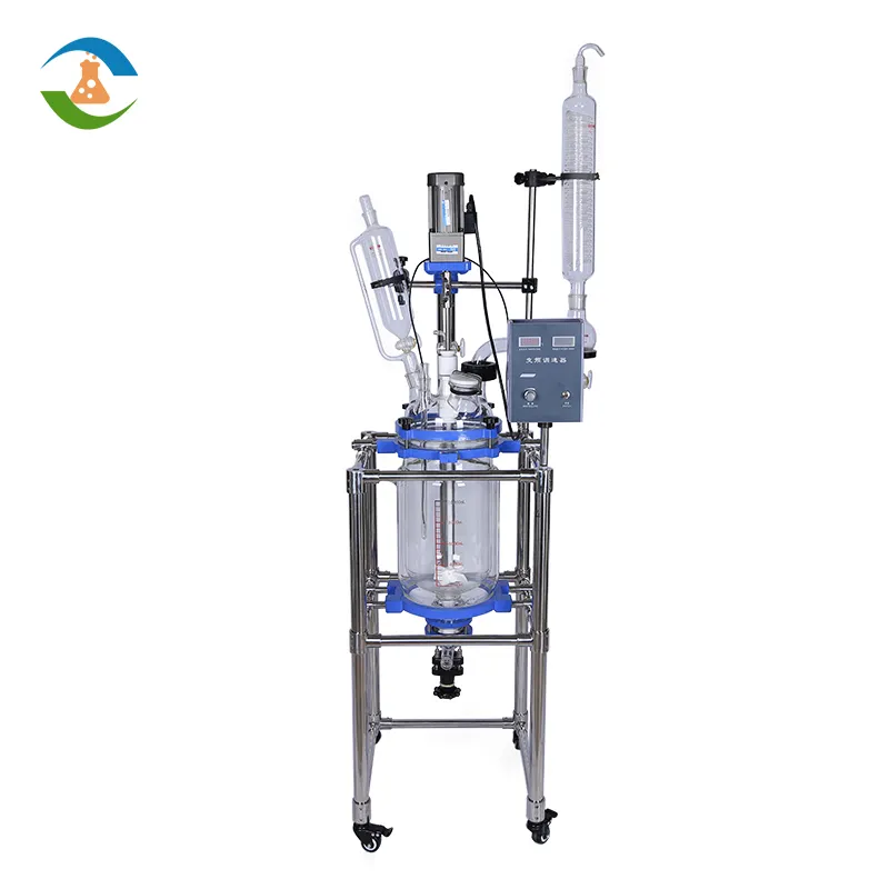 Top Quality 100l Double Stainless Jacket Glass Reactor 100 liter USA instock
