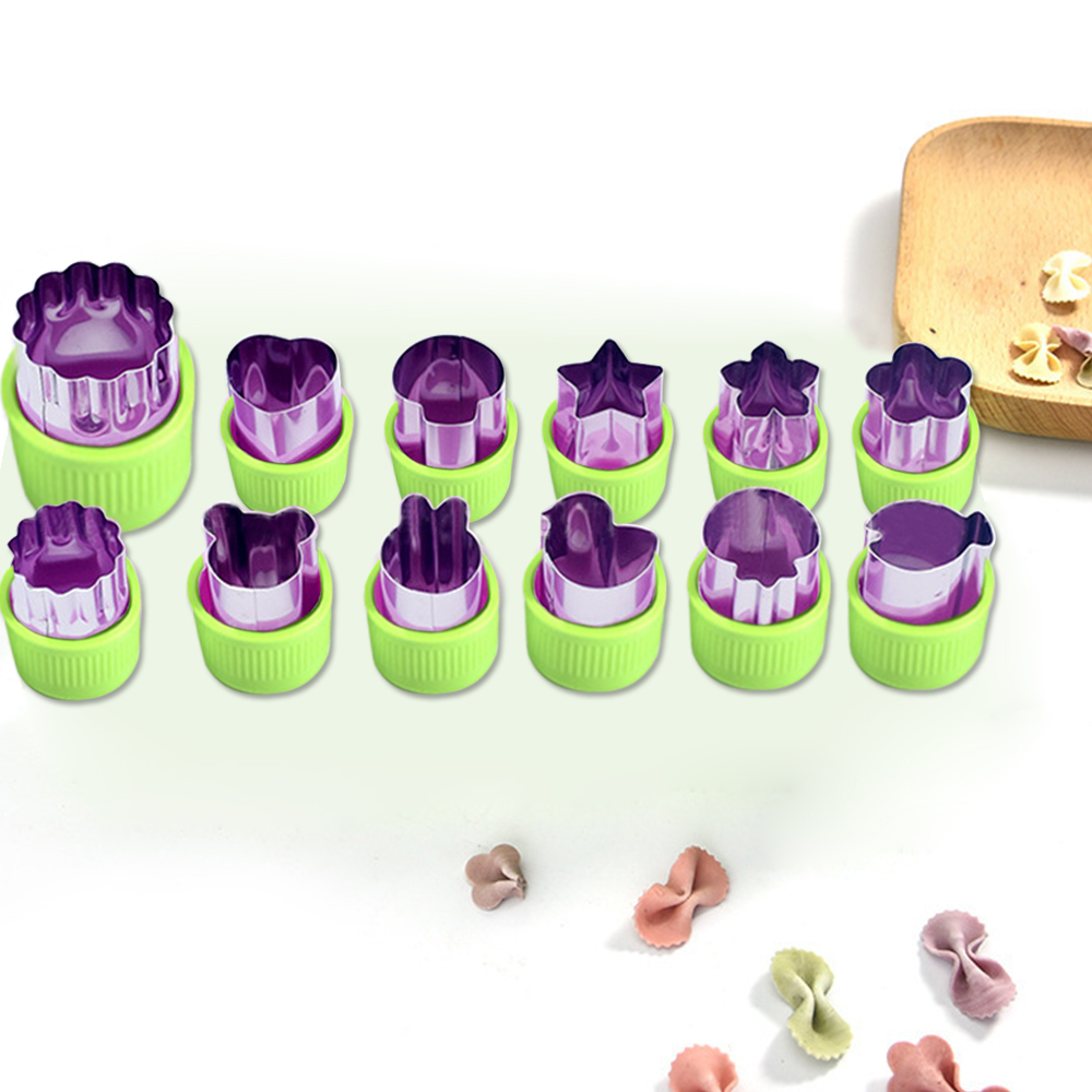 12 Pcs Vegetable Fruit Cutter Shapes Set with Melon Baller Scoop and Cleaning Brush, Mini Pie Cookie Stamps Mold for Kids Crafts