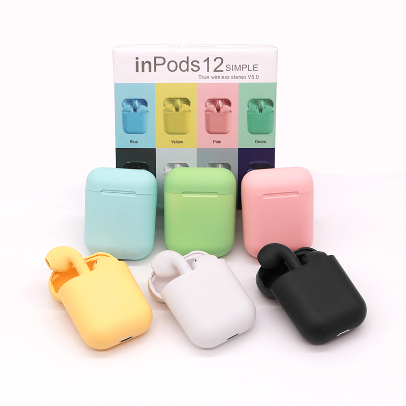 2020 BT Macaron Inpods 12 Беспроводные наушники-вкладыши с сенсорным управлением 5,0 Mini True Wireless наушники i12 i 12 tws черные
