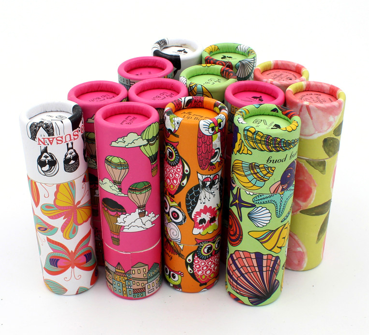 Mini custom design cardboard packaging tube container for lipsticks paper lipstick balm paper