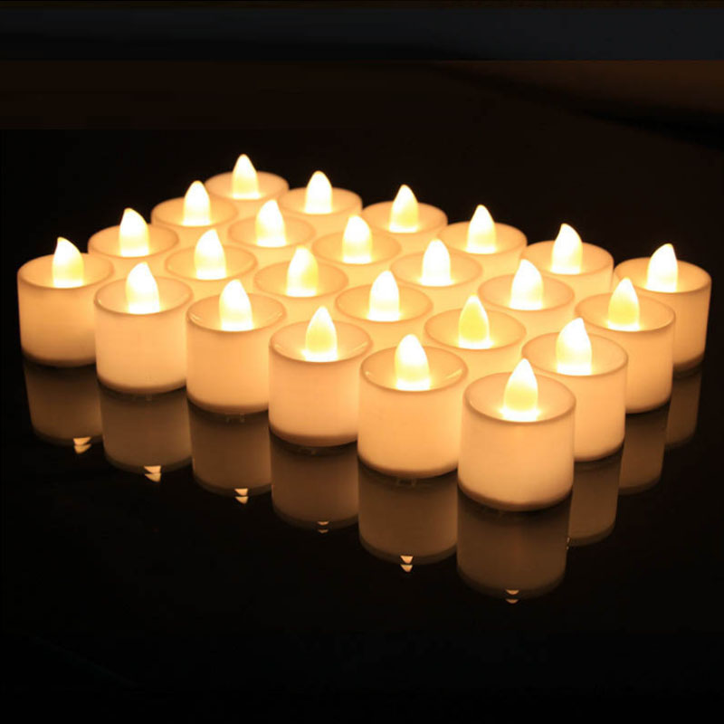 24pcs Electronic Candle Simulation Candle Lights Flameless Flashing Tea Lights Wedding Party Decoration