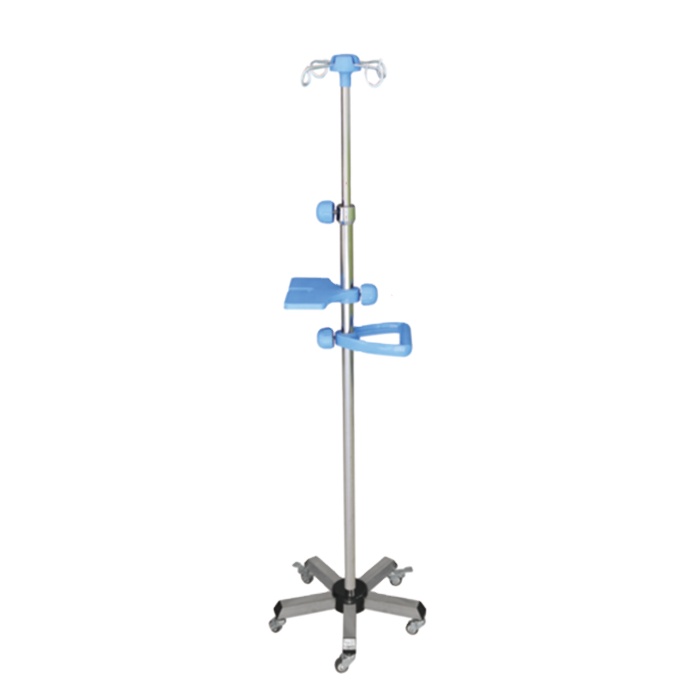 EU-IV515 Portable Hospital IV Drip Stand With Hand Rail Adjustable IV Pole with Wheels
