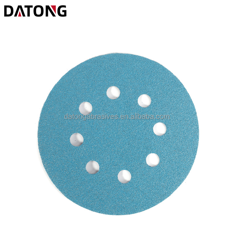 Datong factory High quality 150 mm 6 inch 8 holes Grit 100 Round Ceramic blue Sanding Disc For Metal and Wood