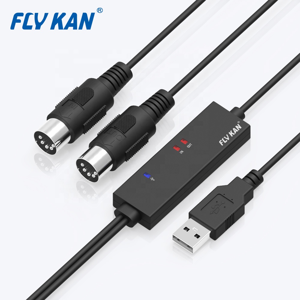 Интерфейс Flykan USB MIDI со светодиодными индикаторами-кабель MIDI-USB (Z-MIDI-A01)