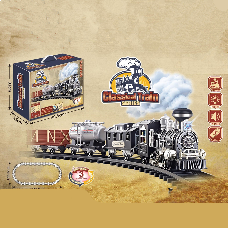 Battery Operated Classical Plastic Spray DIY Slot Train Toy Set