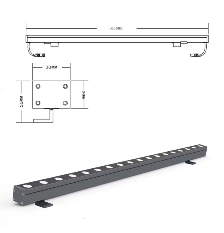 led wall washer light RGB single color change garden building linear lighting 0.5m 0.8m 1.0m 1.2m landscape lamp wash