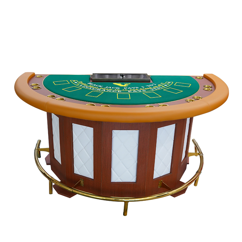 Шестигранные деревянные ножки YH на 7 человек, покерный стол Blackjack с металлическим лотком для дилера для казино