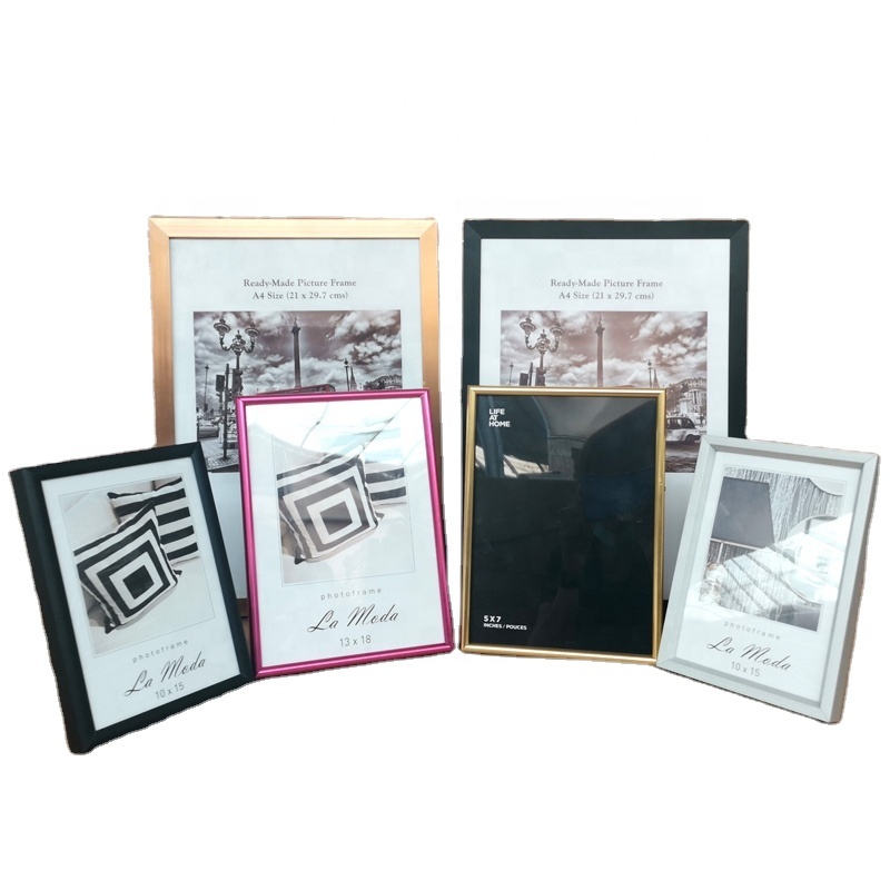 Wholesale Aluminium photo frame metal picture photo frame gold silver black 4x6 5x7 8x10 A4