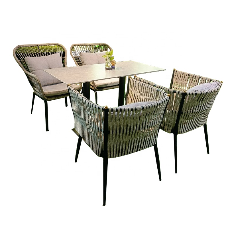 Modern hot selling aluminum rattan chairs table patio garden kits restaurant and hotel outdoor furniture