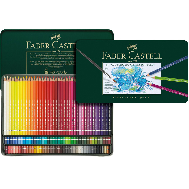 Немецкий карандаш Faber-Castell 12-120 цветов водорастворимый цветной карандаш ручная роспись художественная живопись зеленая коробка акварельный карандаш