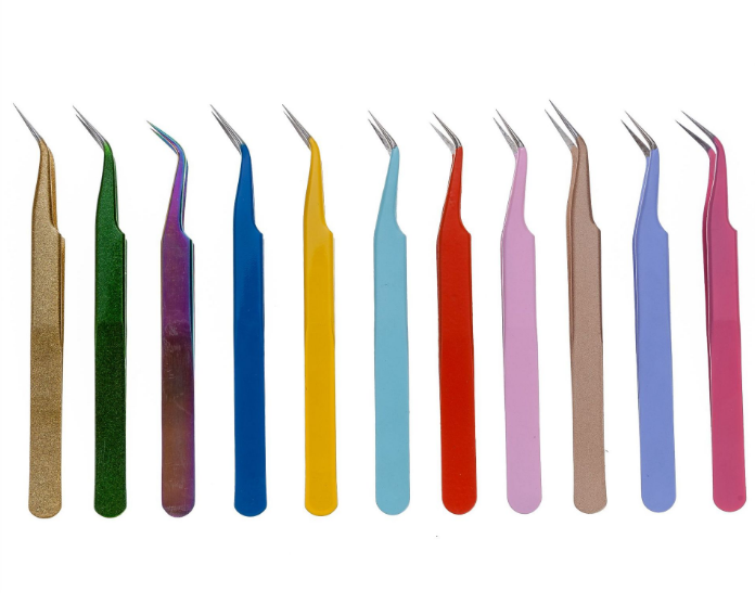 Cheap Tweezers Stainless Steel Straight and Curved Russian Volume Eyelash Extension and Nail Art Tweezers