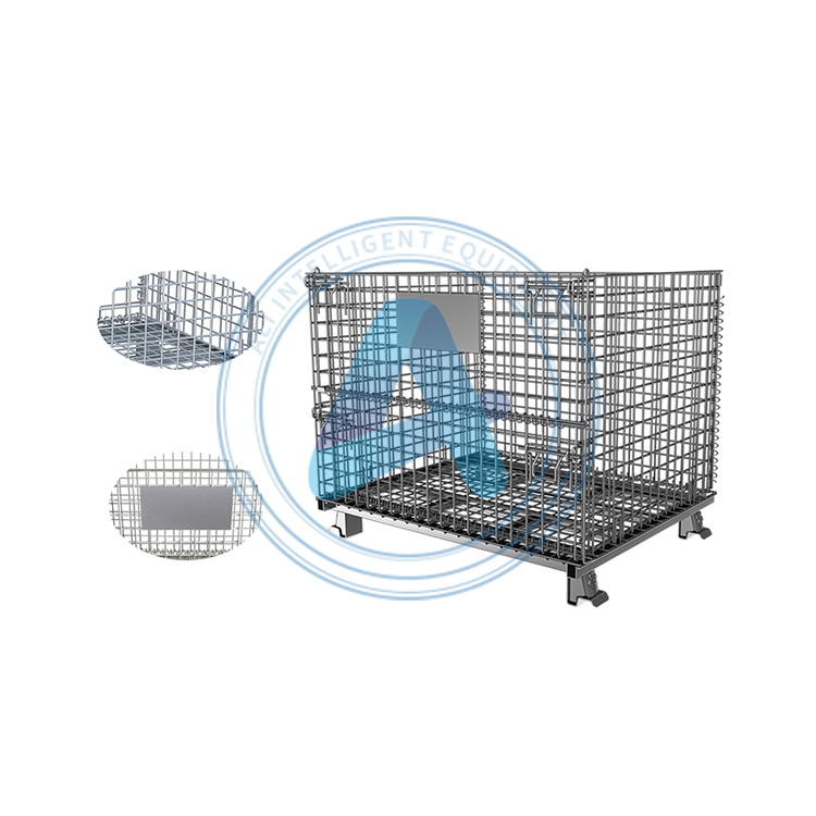 Large Folding Galvanized Welded Stackable Wire Mesh Containers Industrial Warehouses Wire Cages