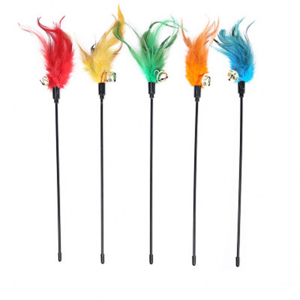 Wholesale Luxury The Monochrome Long Feather Bell Cat Teaser Creative Pet Toys For Cat