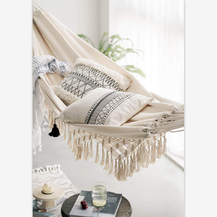 200 см * 150 см гамак Boho бразильский макраме бахромой Делюкс двойной гамак сетчатый стул помещении на открытом воздухе Висячие качели для домашнего декора