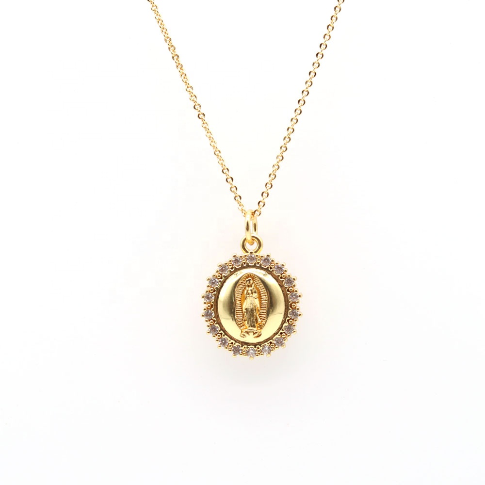 Luxury Accessories Women Religious Jewelry Gold Virgin Mary Necklace Holy Mother Pendant Necklace